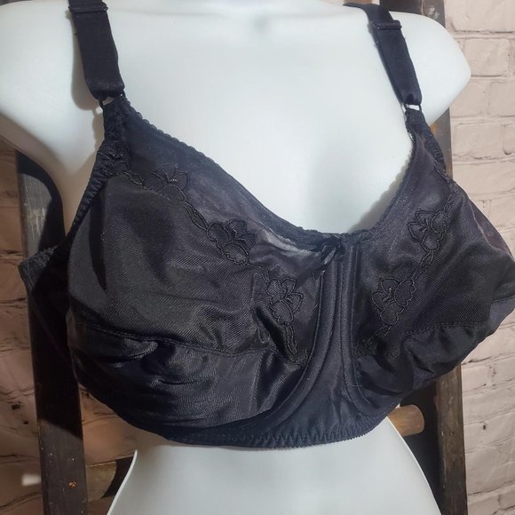 Bali 40DDD 40F Bra Underwire Full Coverage Wode Straps Black - Picture 2 of 4